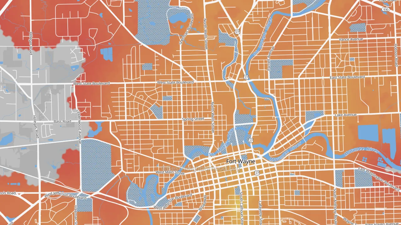 Transit Grade map of Bloomingdale, Fort Wayne, IN