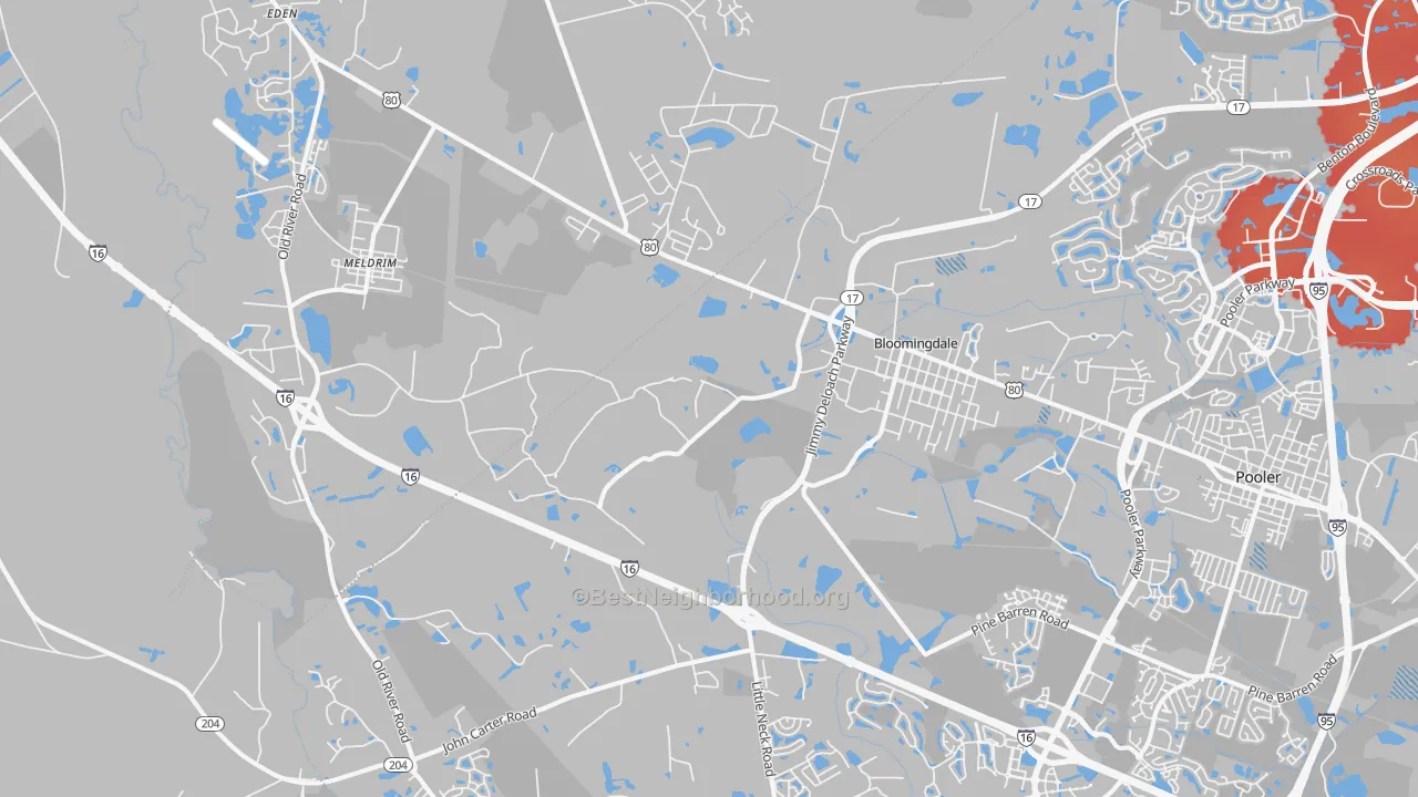 Transit Grade map of Bloomingdale, GA