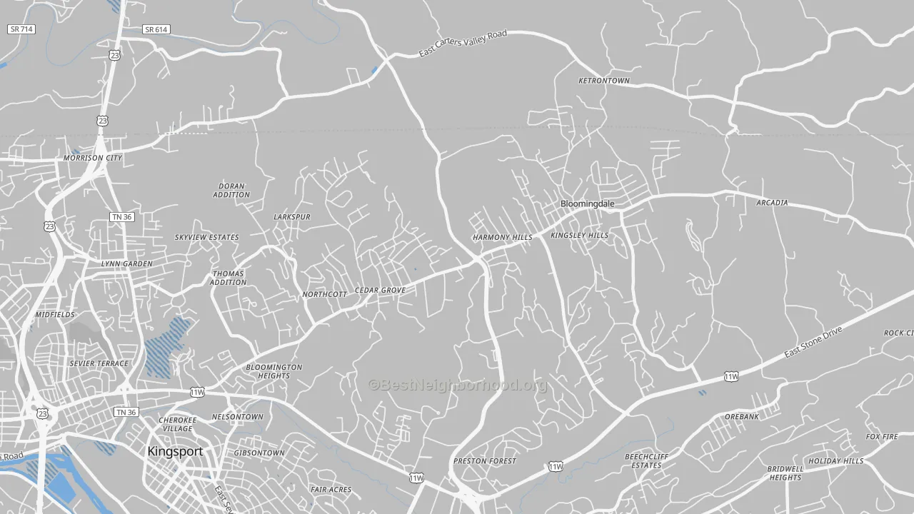 Transit Grade map of Bloomingdale, TN