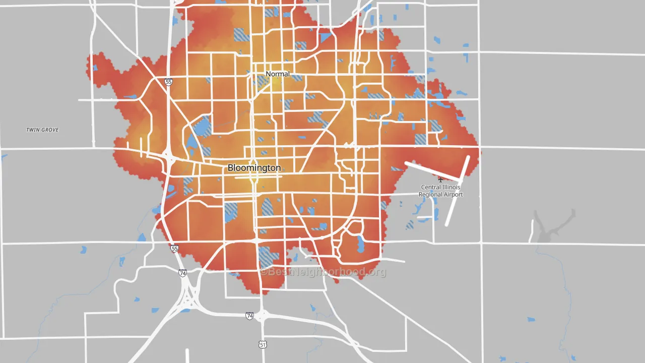 Transit Grade map of Bloomington, IL