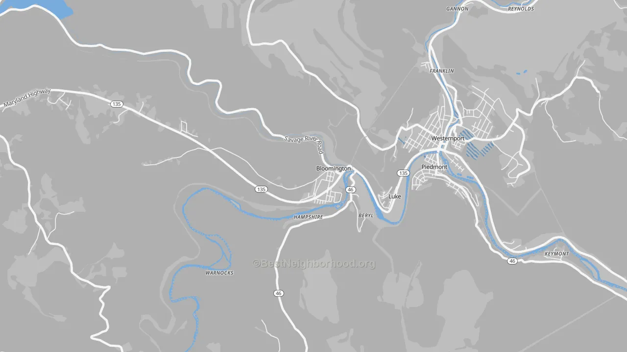 Transit Grade map of Bloomington, MD