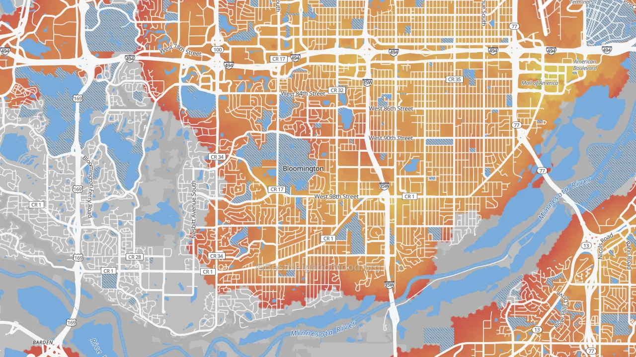 Transit Grade map of Bloomington, MN