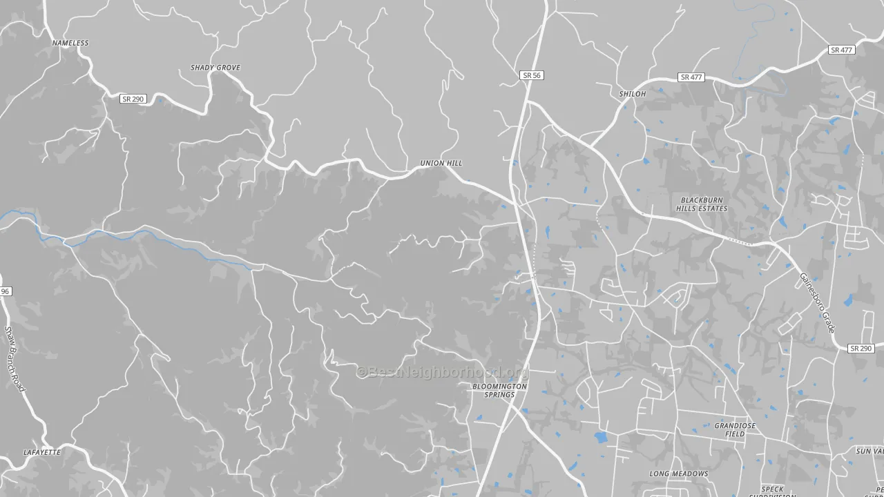 Transit Grade map of Bloomington Springs, TN