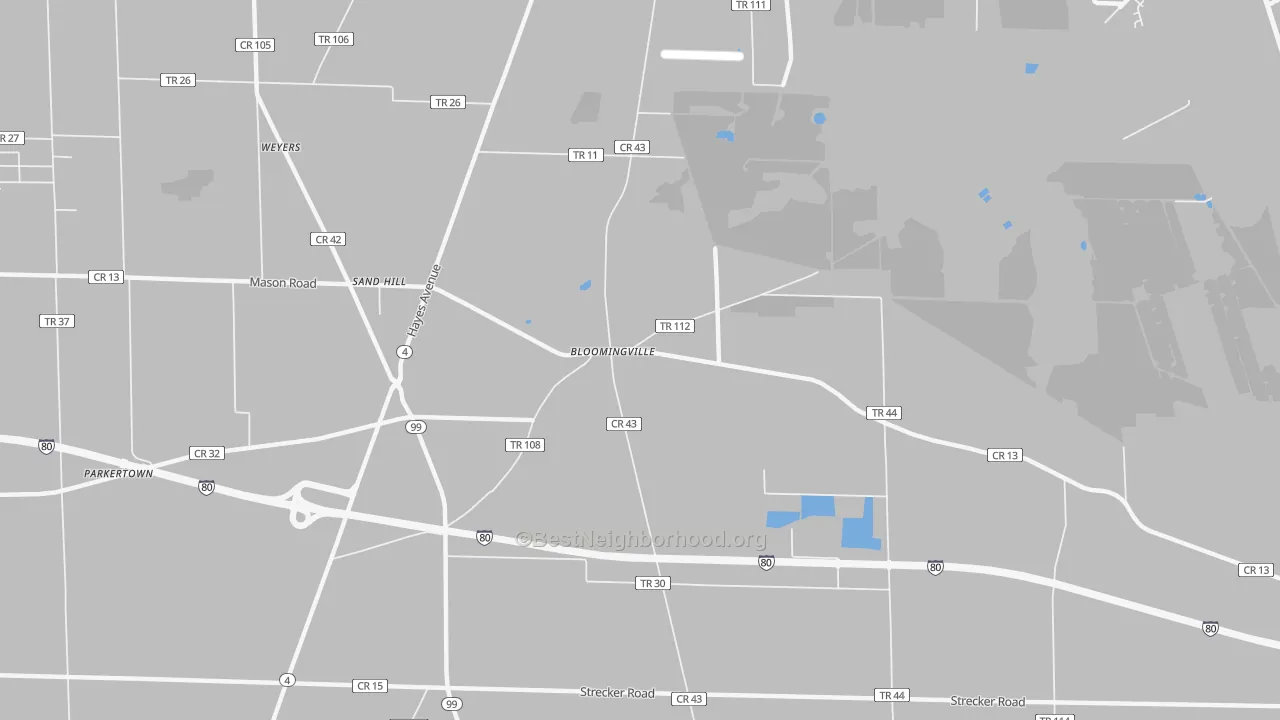 Transit Grade map of Bloomingville, OH
