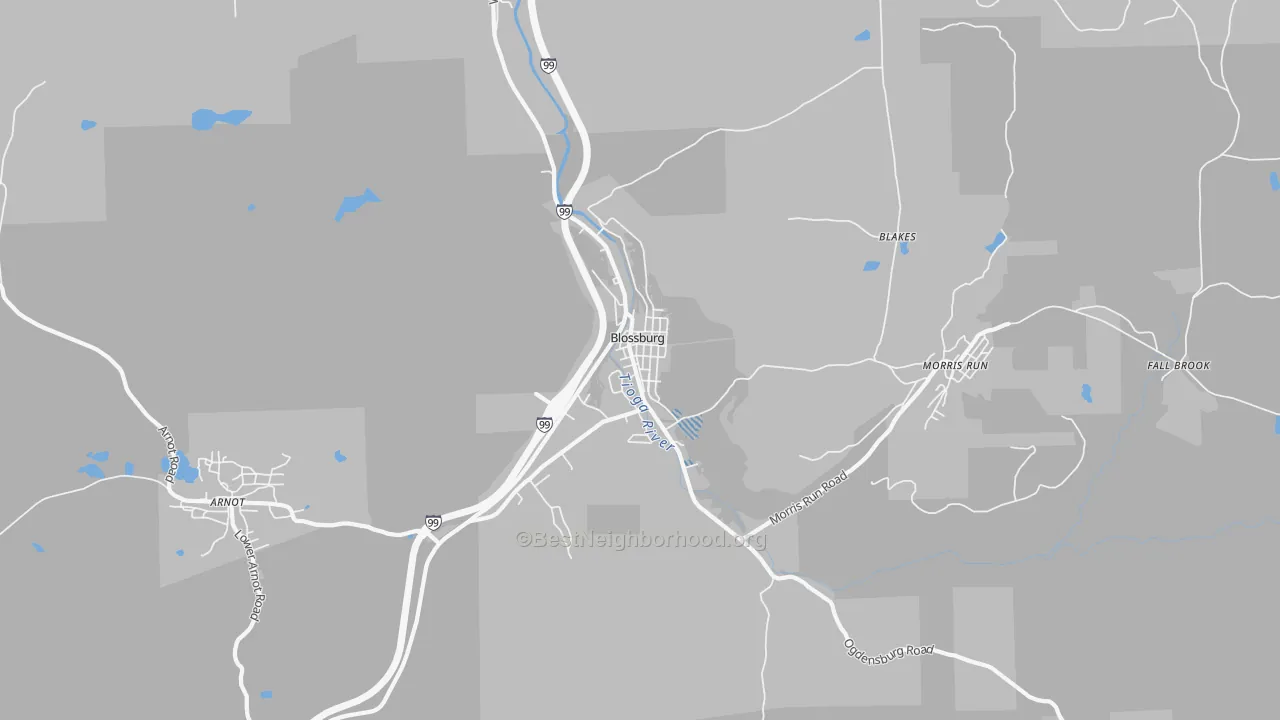 Transit Grade map of Blossburg, PA