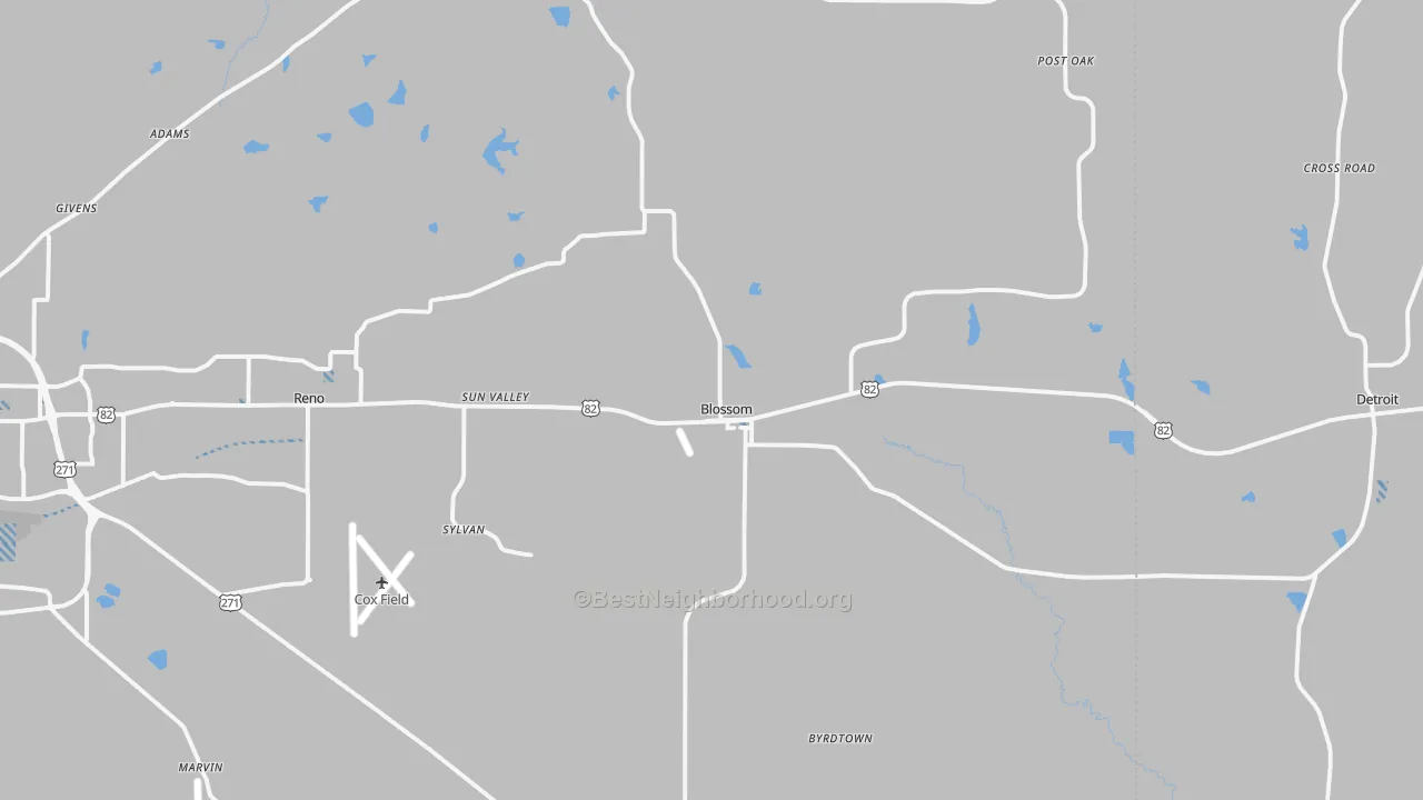 Transit Grade map of Blossom, TX