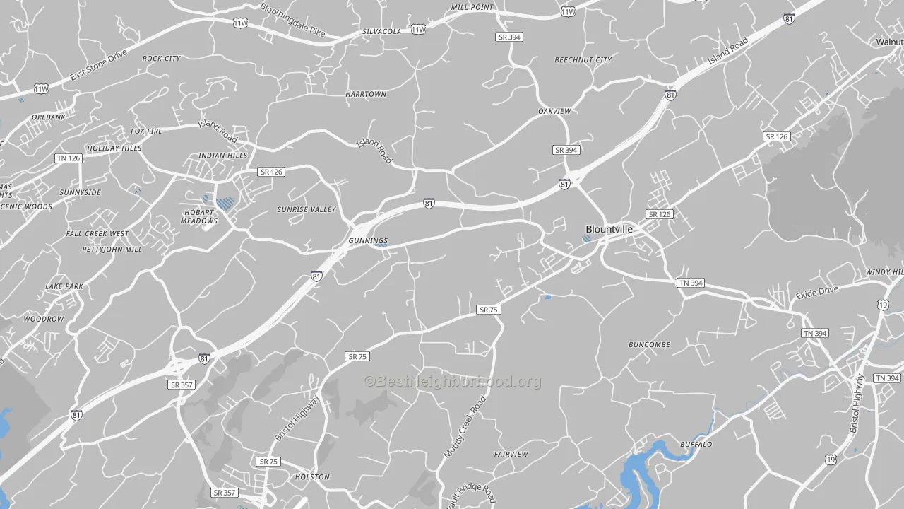 Transit Grade map of Blountville, TN