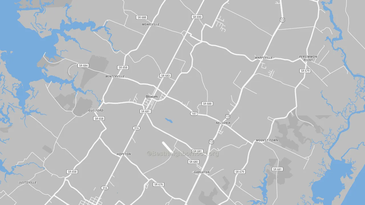 Transit Grade map of Bloxom, VA