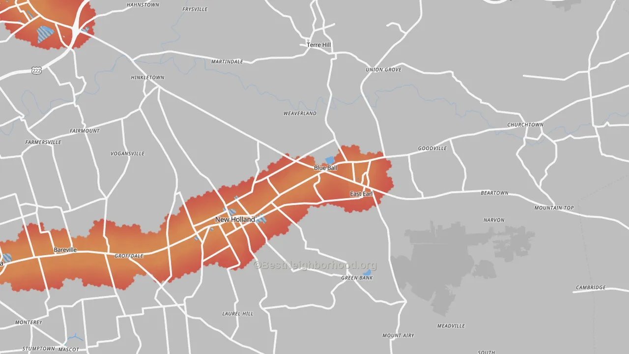 Transit Grade map of Blue Ball, PA