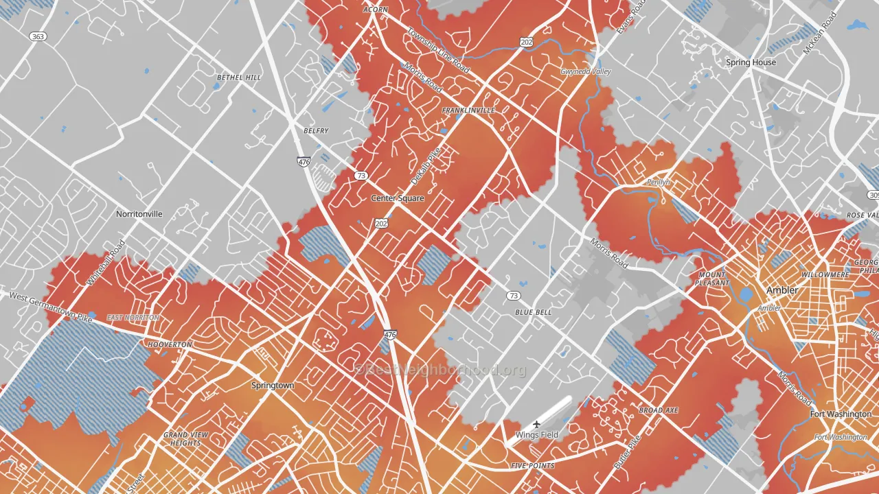 Transit Grade map of Blue Bell, PA