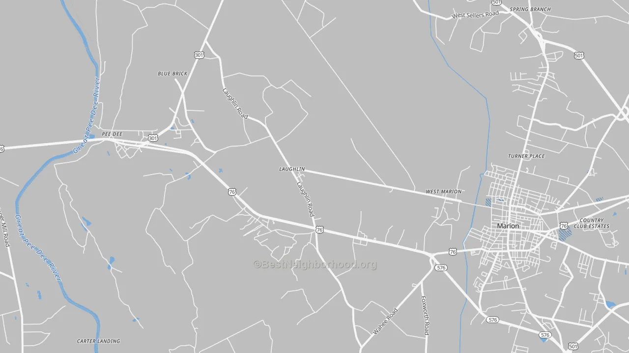 Transit Grade map of Blue Brick, SC