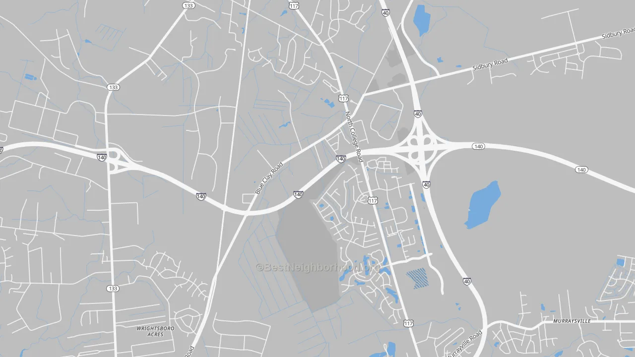 Transit Grade map of Blue Clay Farms, NC