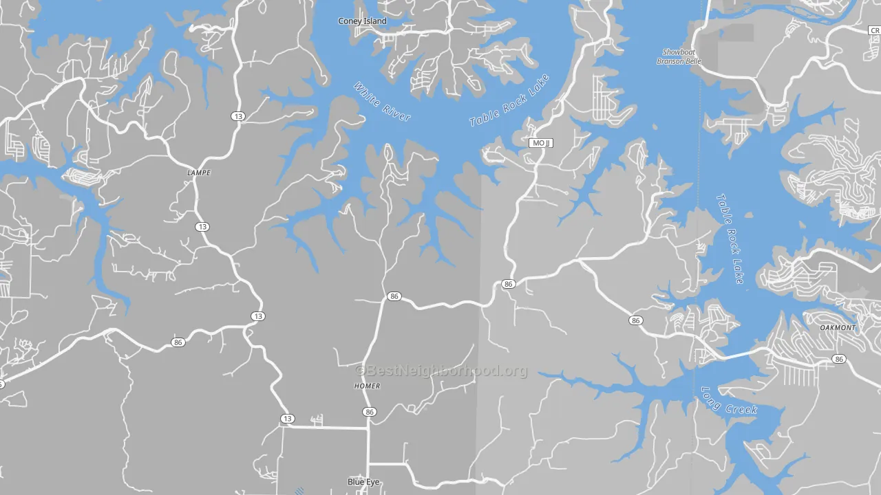 Transit Grade map of Blue Eye, MO