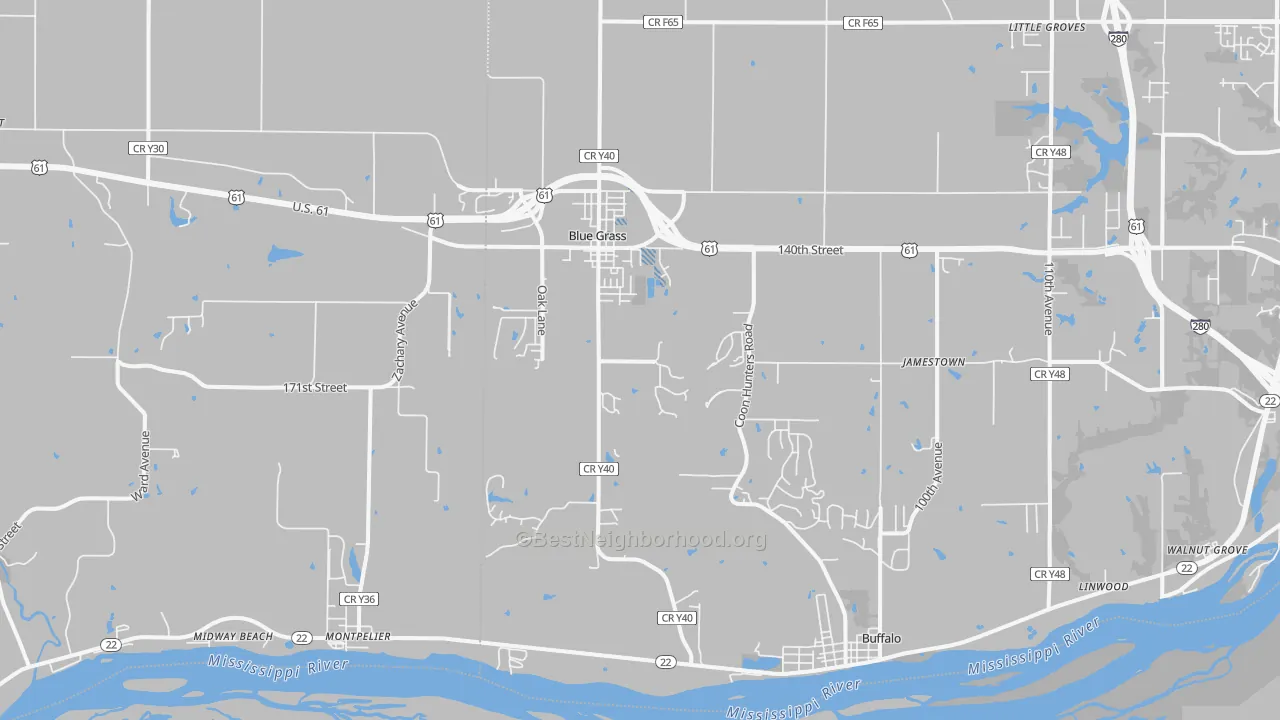 Transit Grade map of Blue Grass, IA