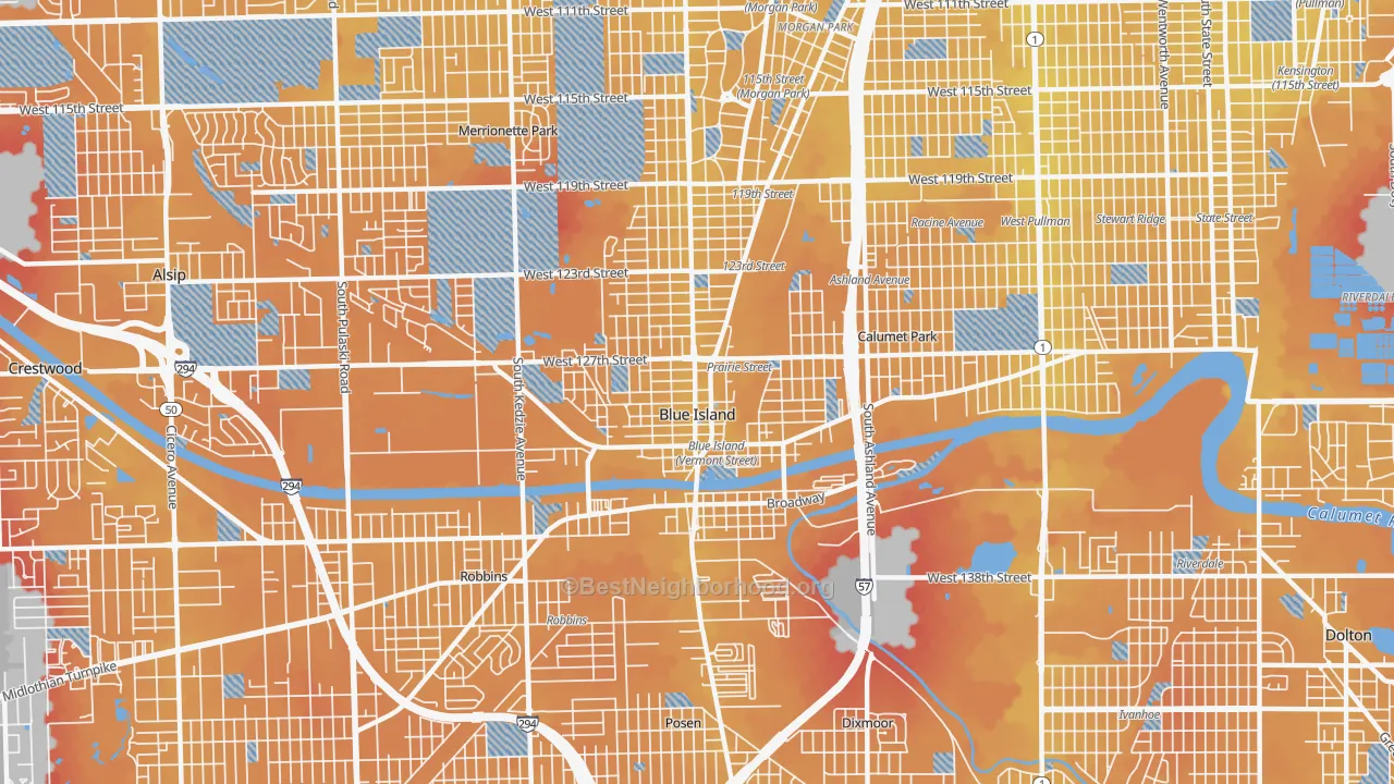 Transit Grade map of Blue Island, IL