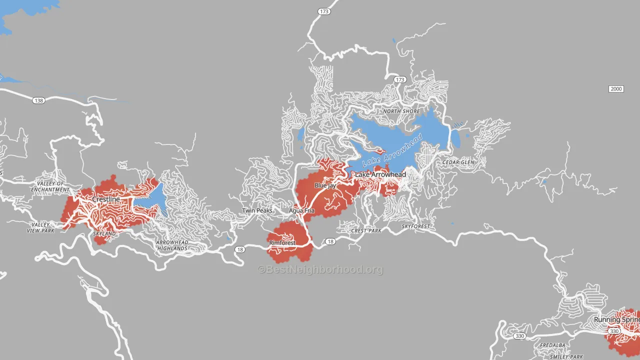 Transit Grade map of Blue Jay, CA