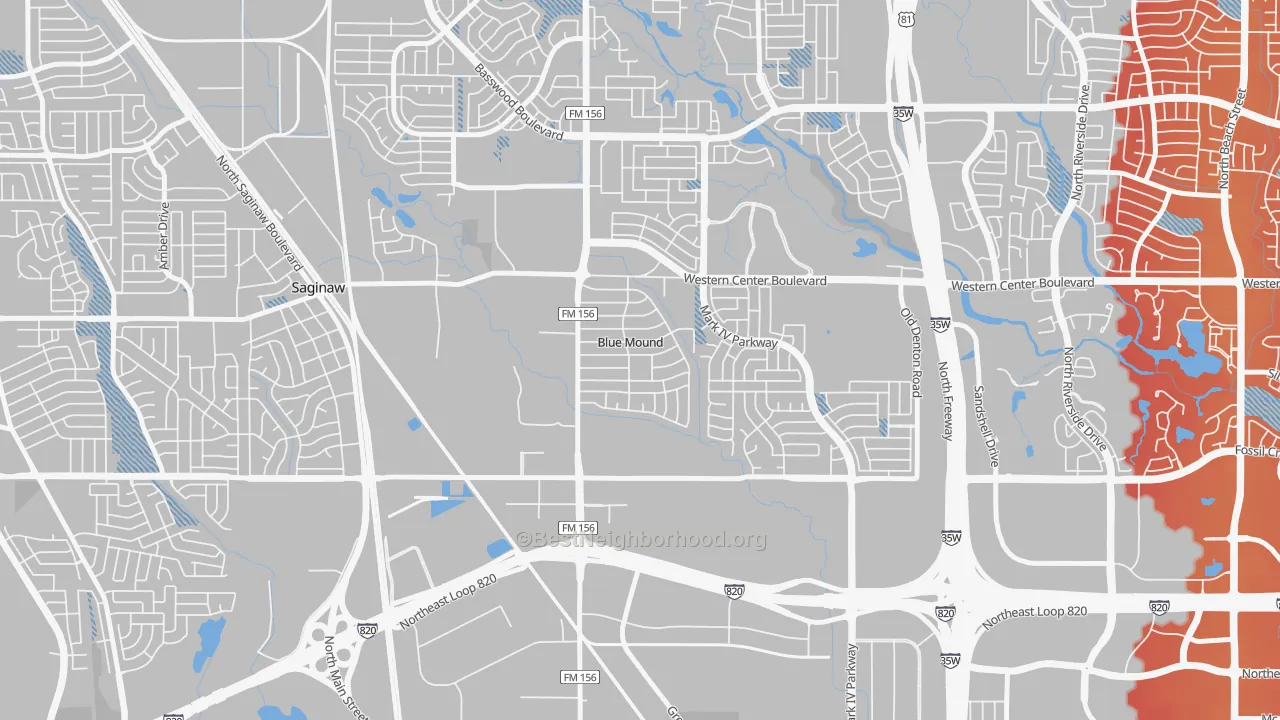 Transit Grade map of Blue Mound, TX