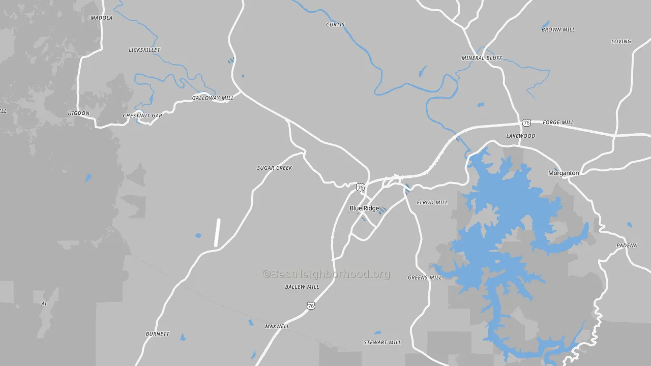 Transit Grade map of Blue Ridge, GA