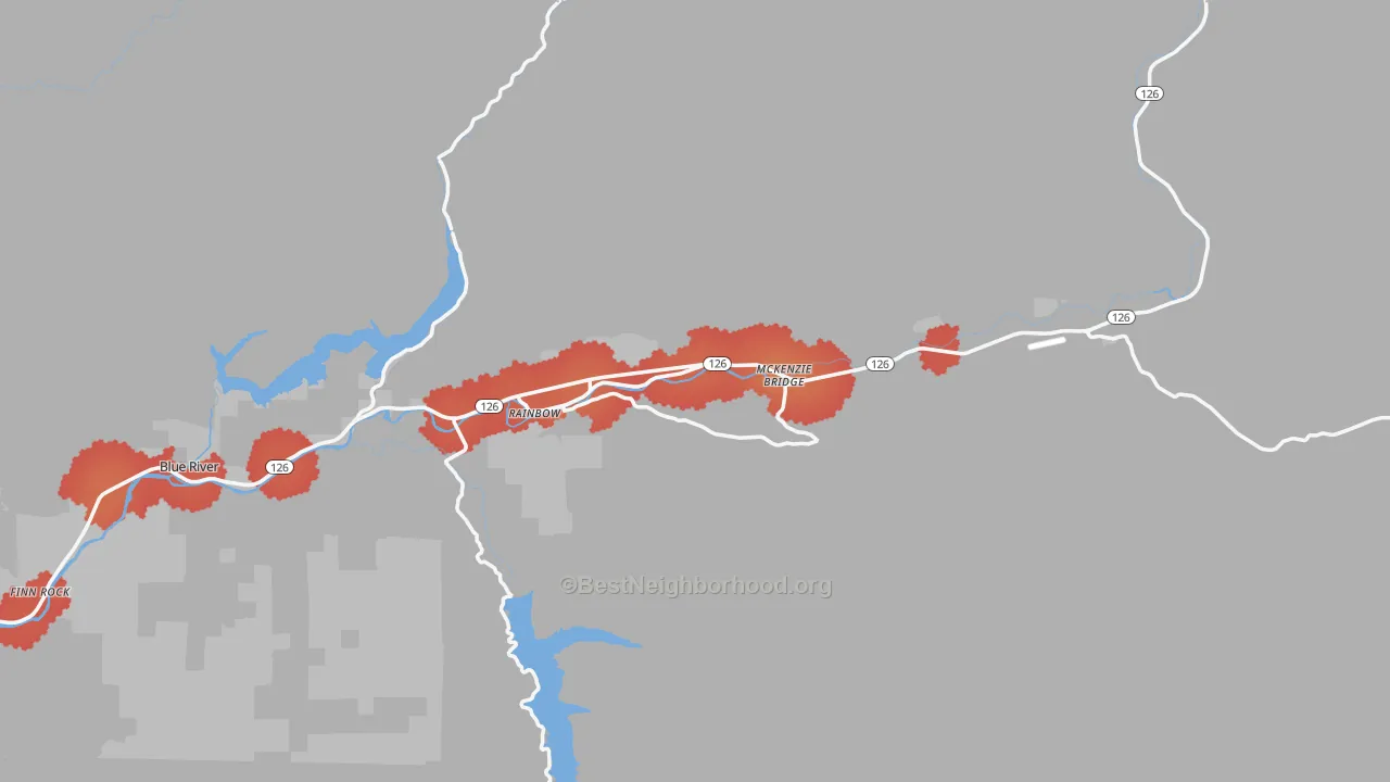Transit Grade map of Blue River, OR