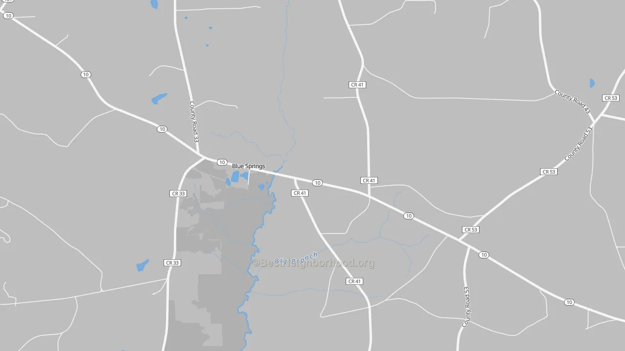 Transit Grade map of Blue Springs, AL