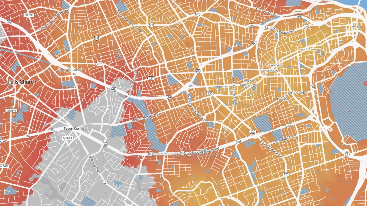 Transit Grade map of Bluemont, Arlington, VA