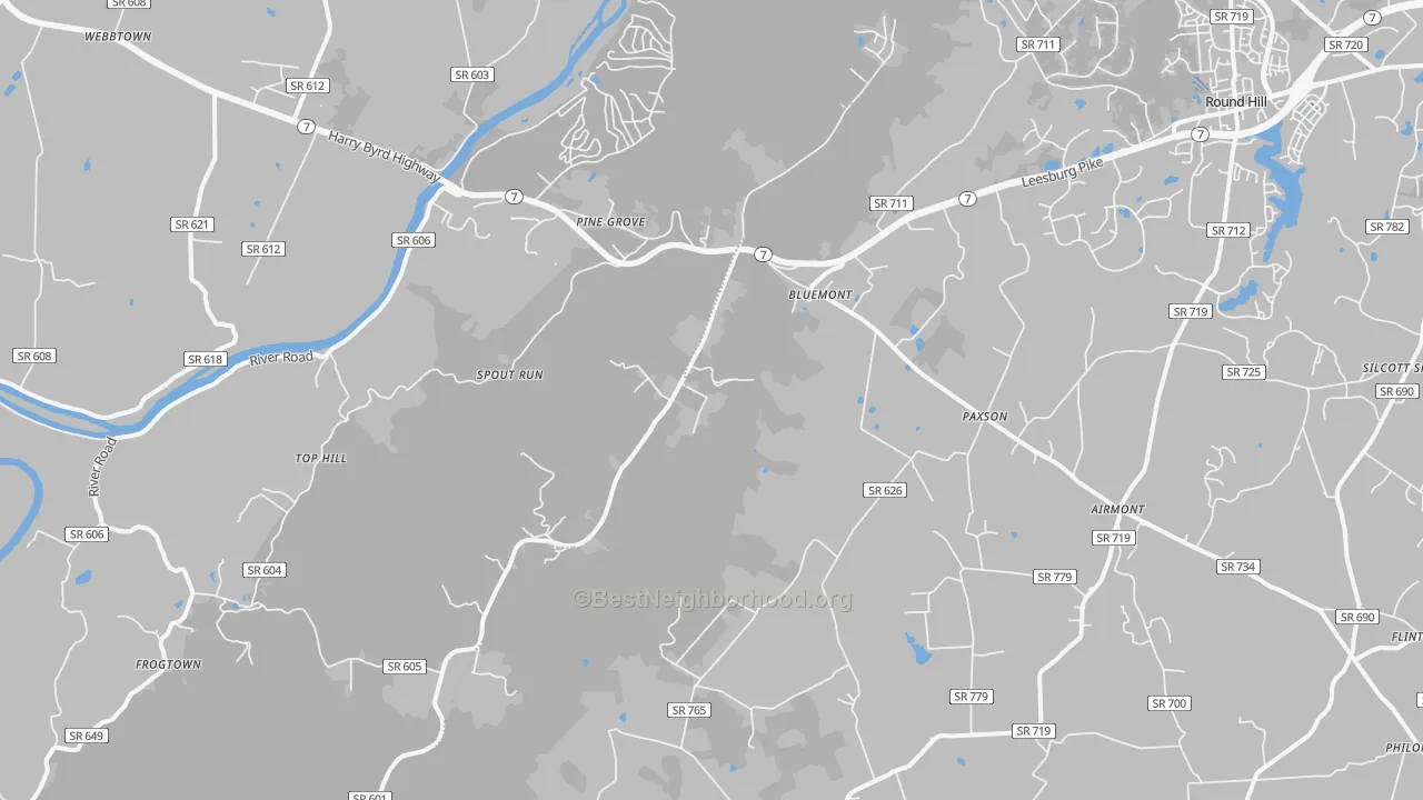 Transit Grade map of Bluemont, VA