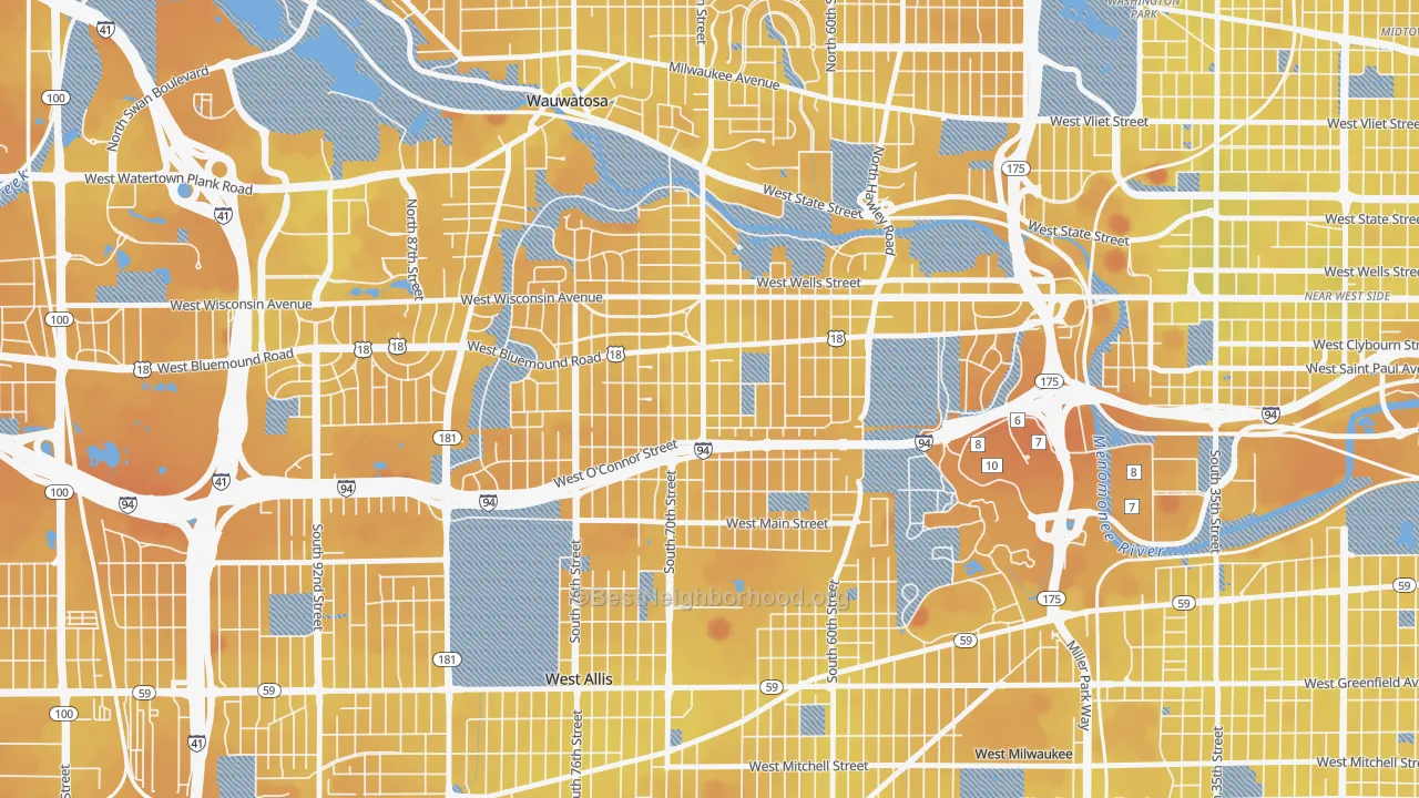 Transit Grade map of Bluemound Heights, Milwaukee, WI