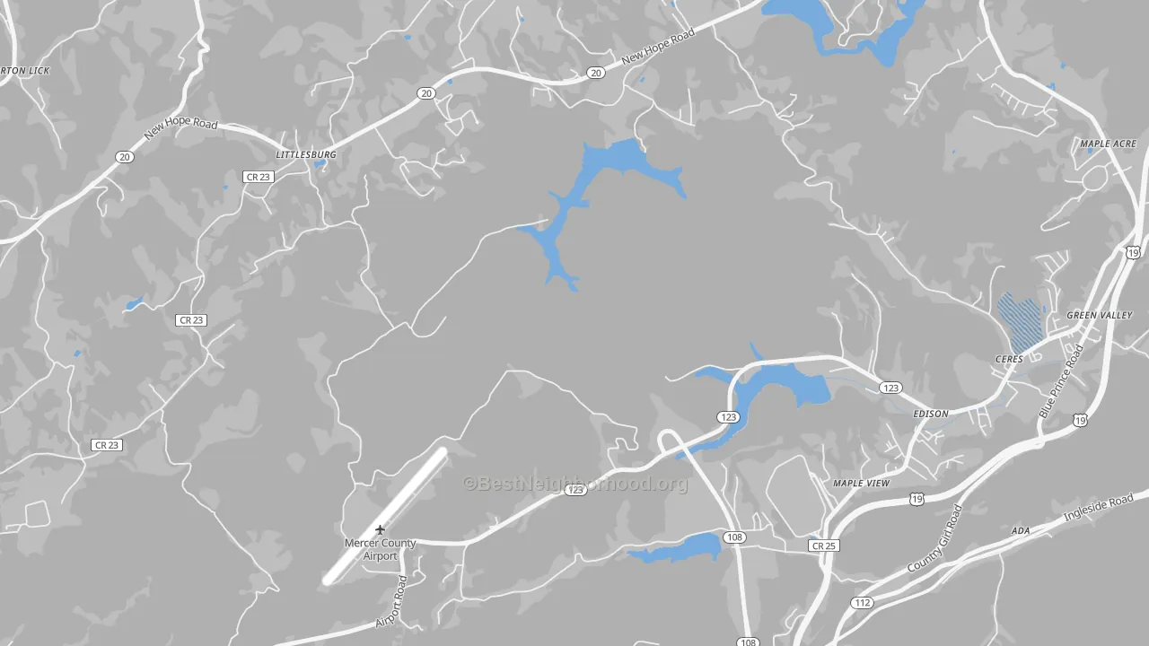 Transit Grade map of Bluestone, WV