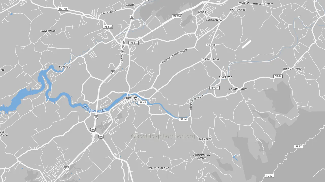 Transit Grade map of Bluff City, TN
