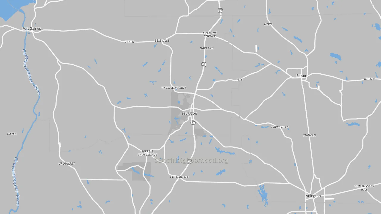Transit Grade map of Bluffton, GA