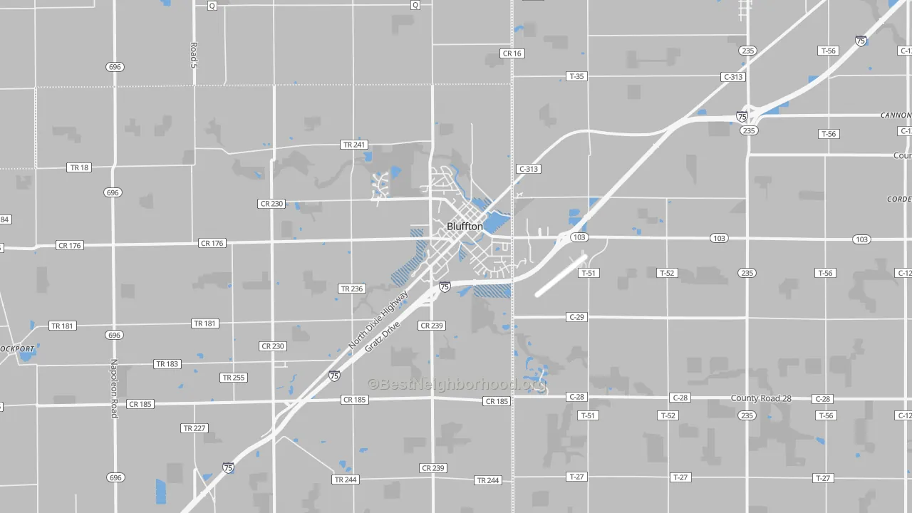 Transit Grade map of Bluffton, OH