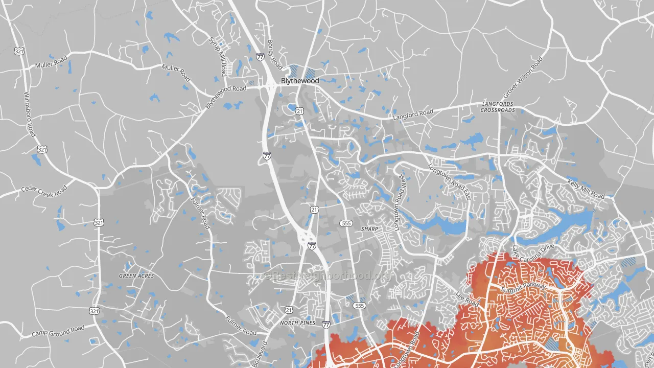 Transit Grade map of Blythewood, SC