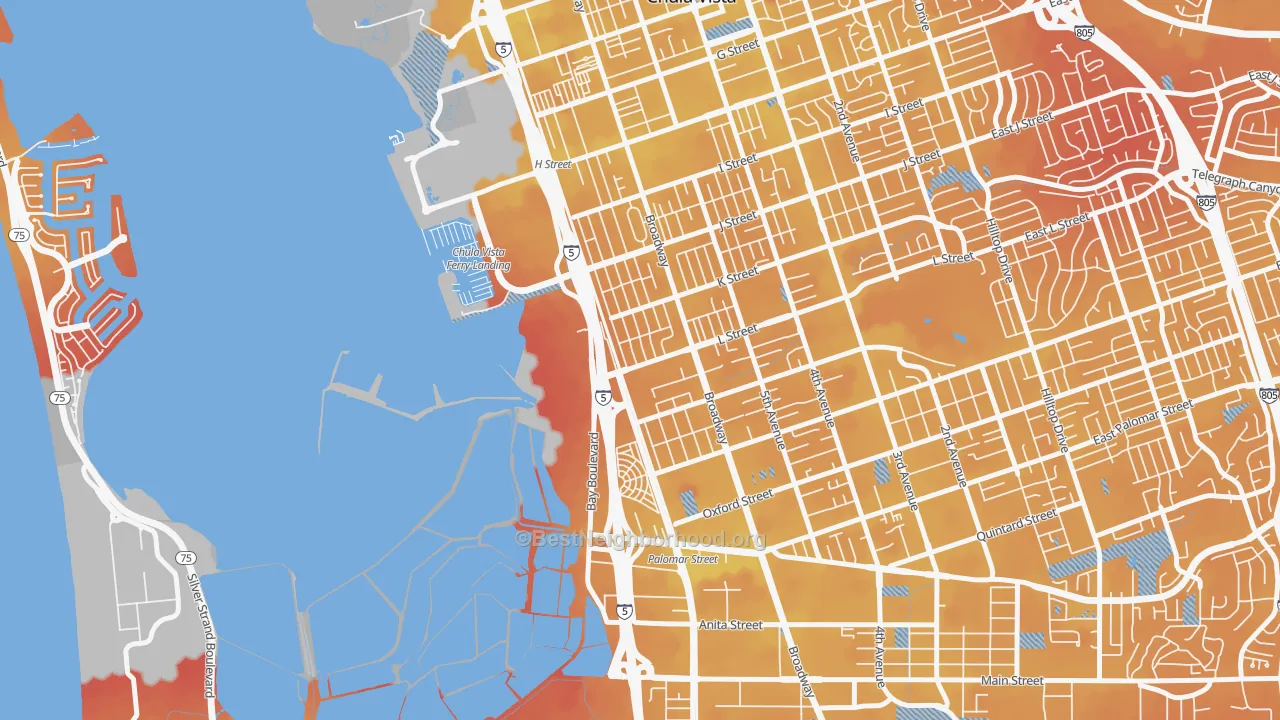 Transit Grade map of Boal, Chula Vista, CA