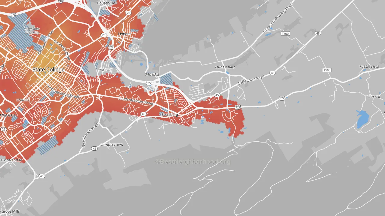 Transit Grade map of Boalsburg, PA