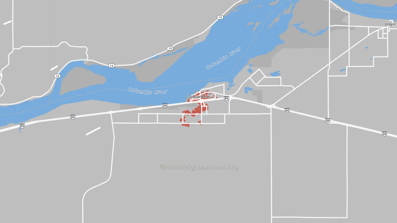 Transit Grade map of Boardman, OR