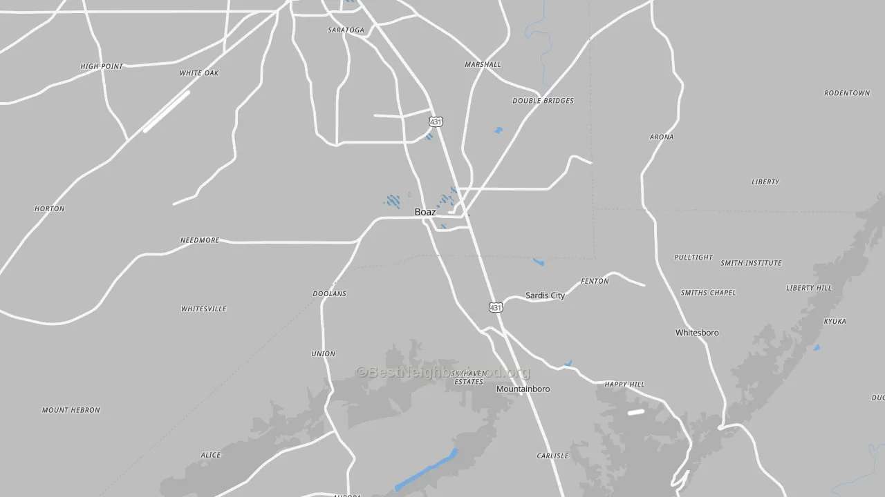 Transit Grade map of Boaz, AL
