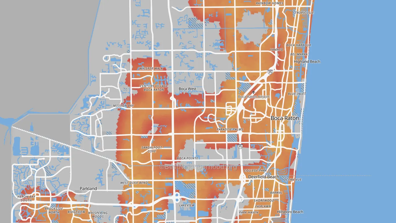 Transit Grade map of Boca Raton, FL