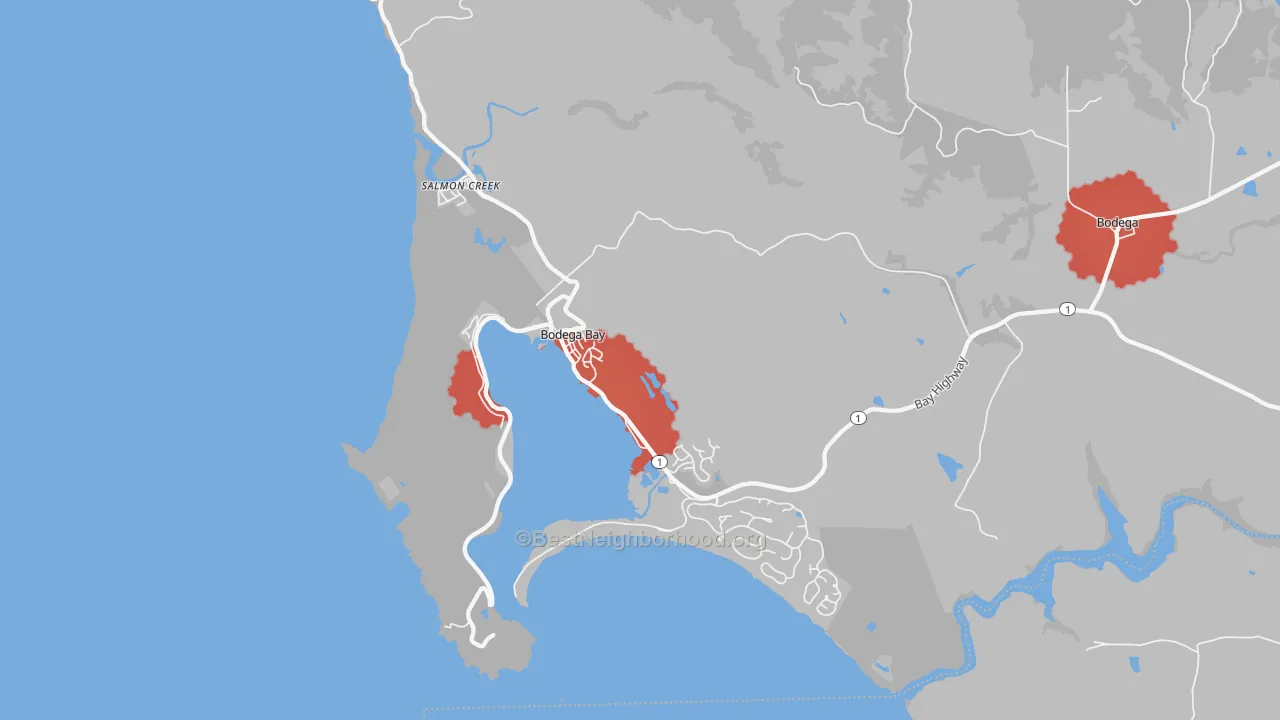 Transit Grade map of Bodega Bay, CA