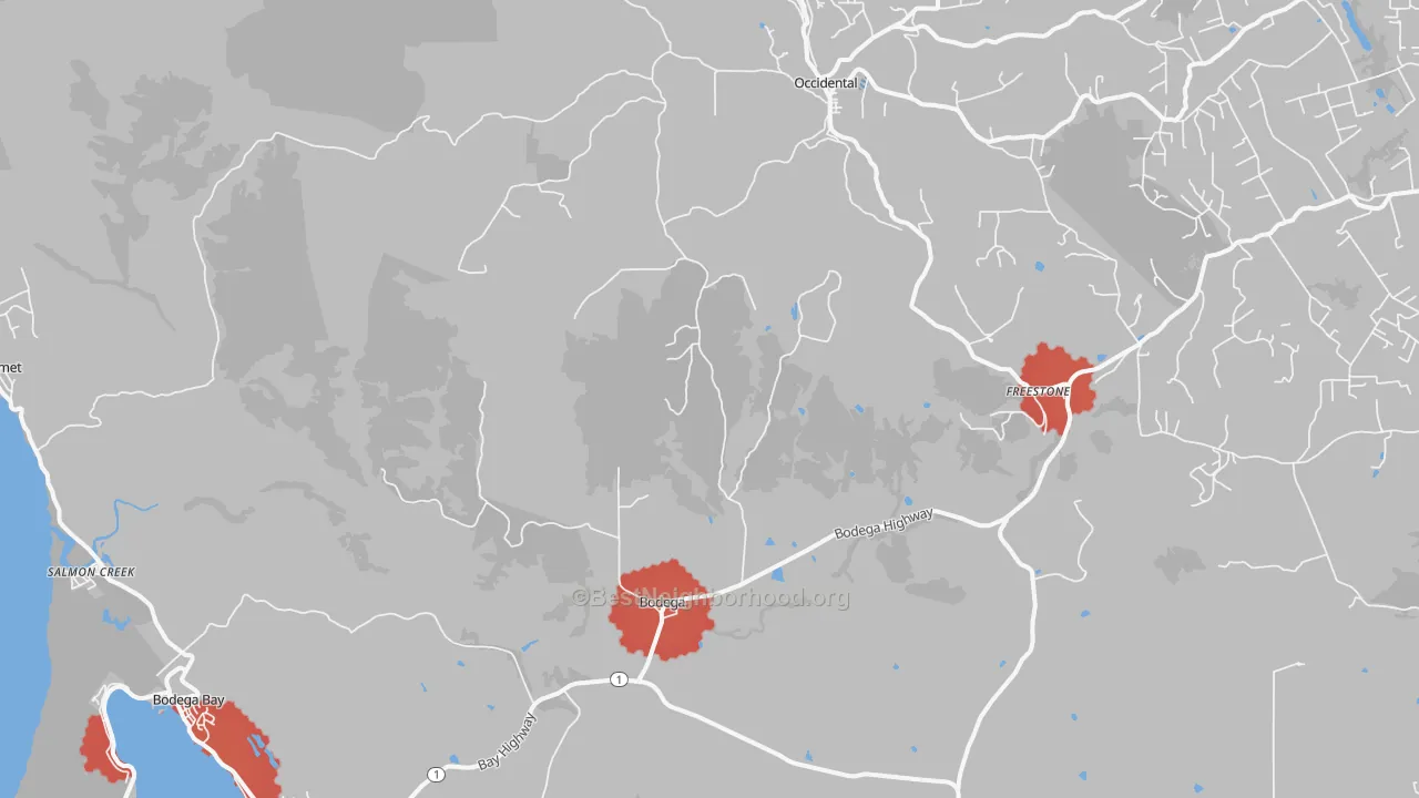 Transit Grade map of Bodega, CA