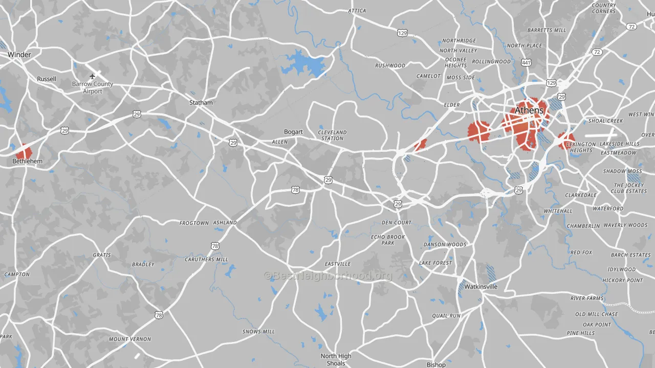 Transit Grade map of Bogart, GA