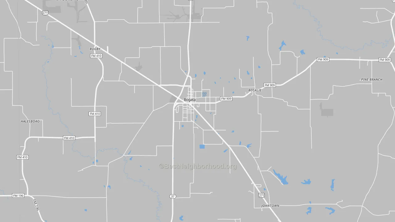 Transit Grade map of Bogata, TX