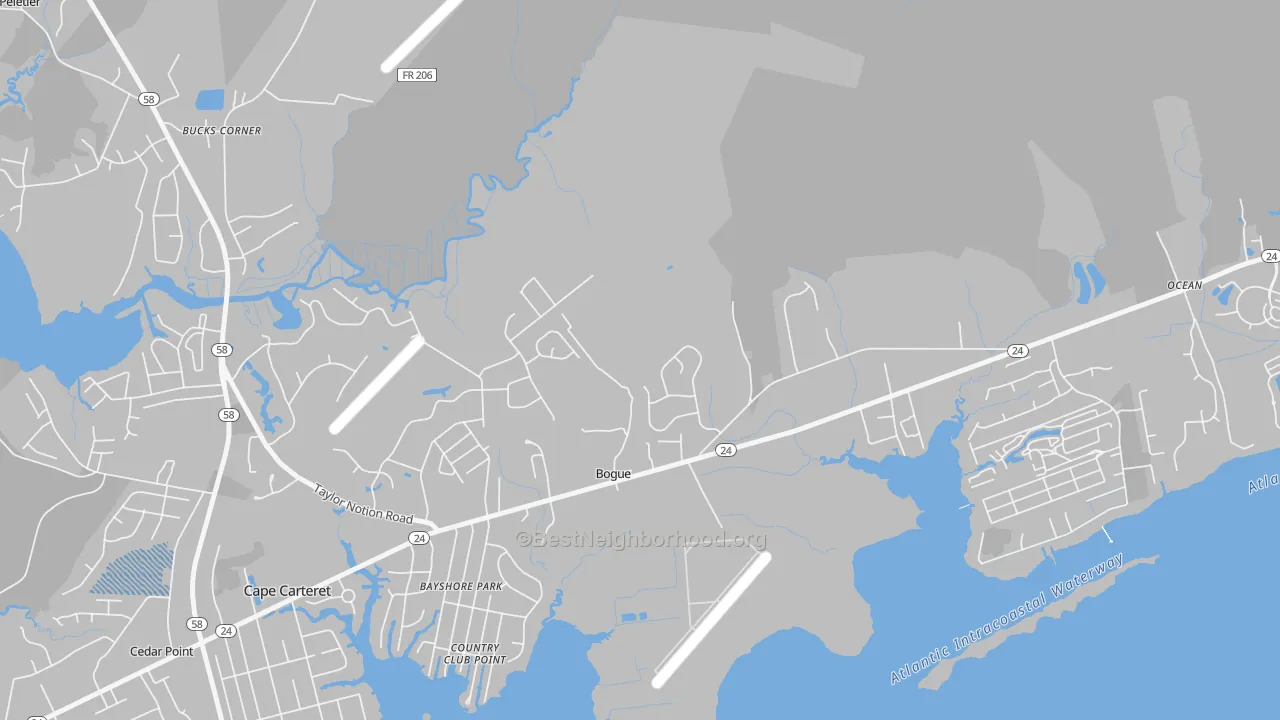 Transit Grade map of Bogue, NC