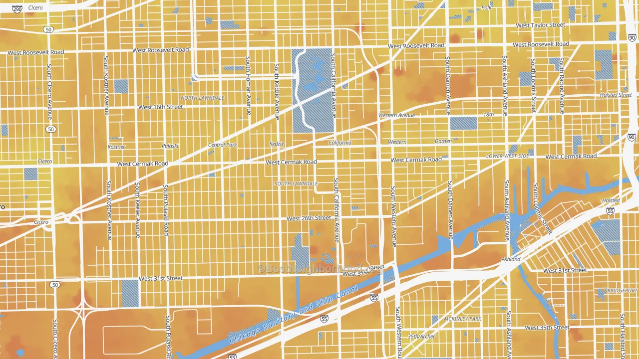 Transit Grade map of Bohemian California, Chicago, IL