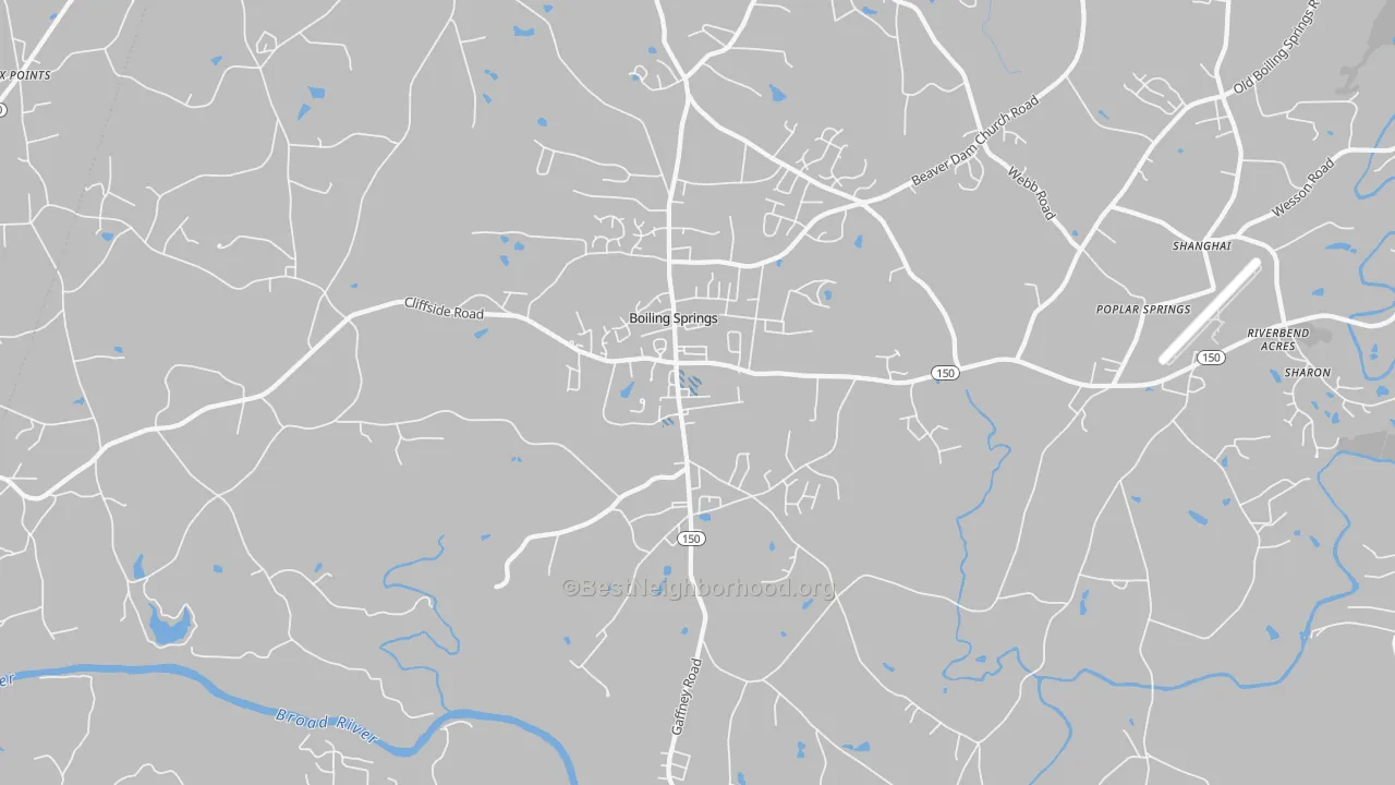 Transit Grade map of Boiling Springs, NC