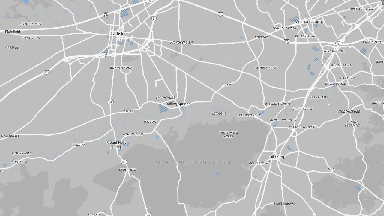 Transit Grade map of Boiling Springs, PA