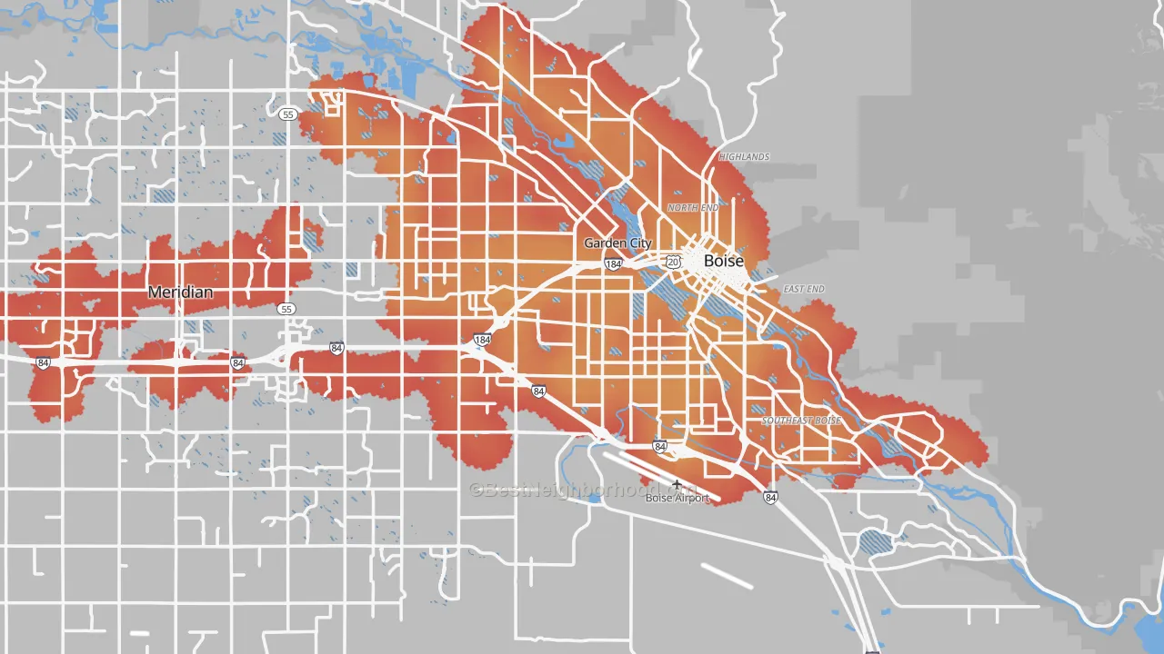 Transit Grade map of Boise, ID