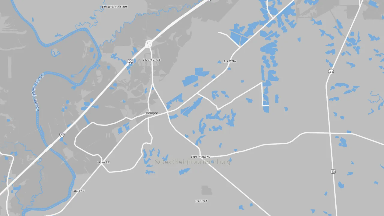 Transit Grade map of Boligee, AL