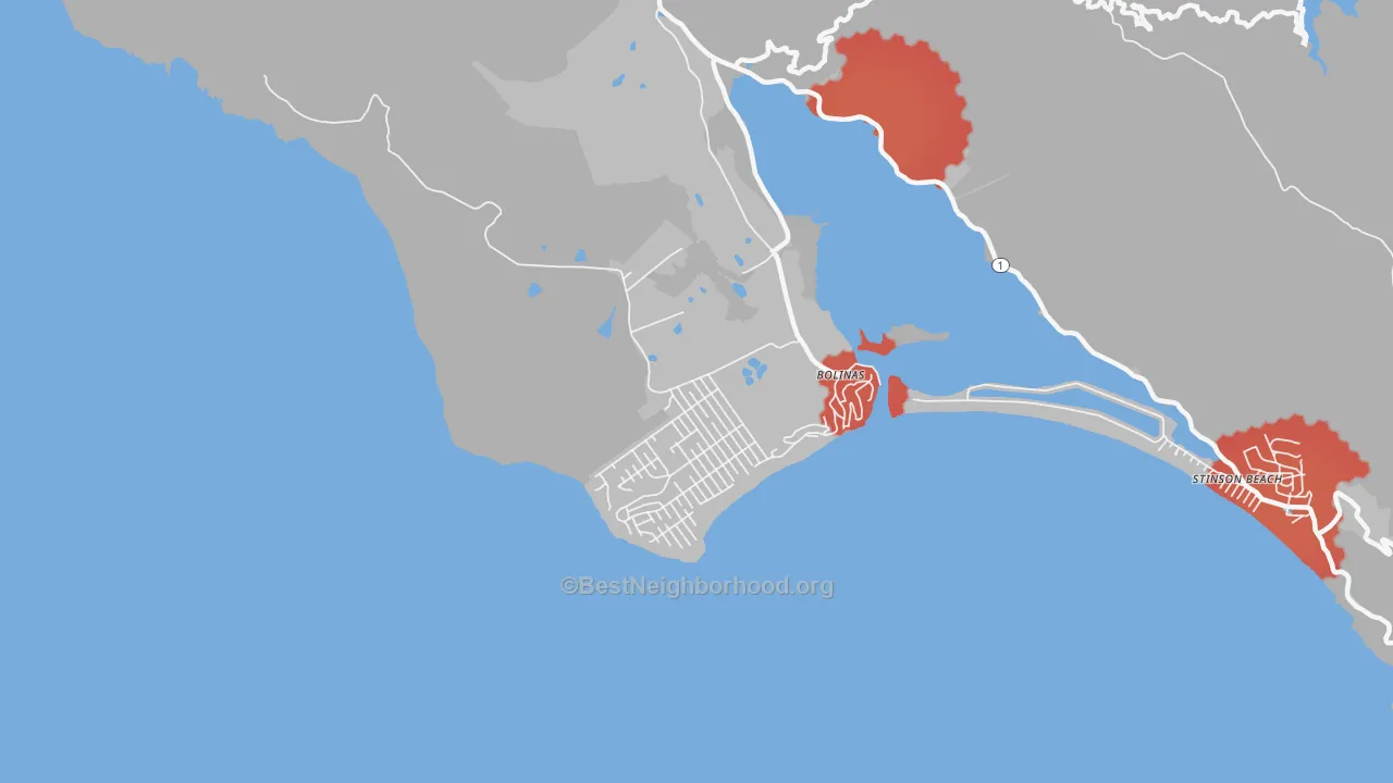 Transit Grade map of Bolinas, CA