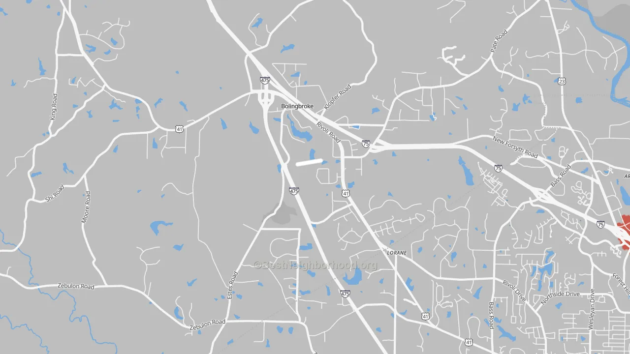 Transit Grade map of Bolingbroke, GA