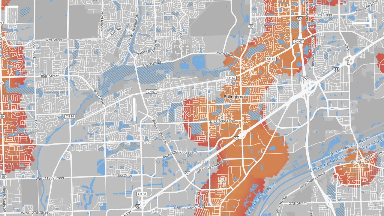 Transit Grade map of Bolingbrook, IL